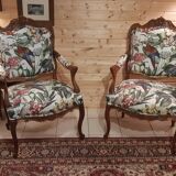 pair of Louis XV style armchairs à la reine