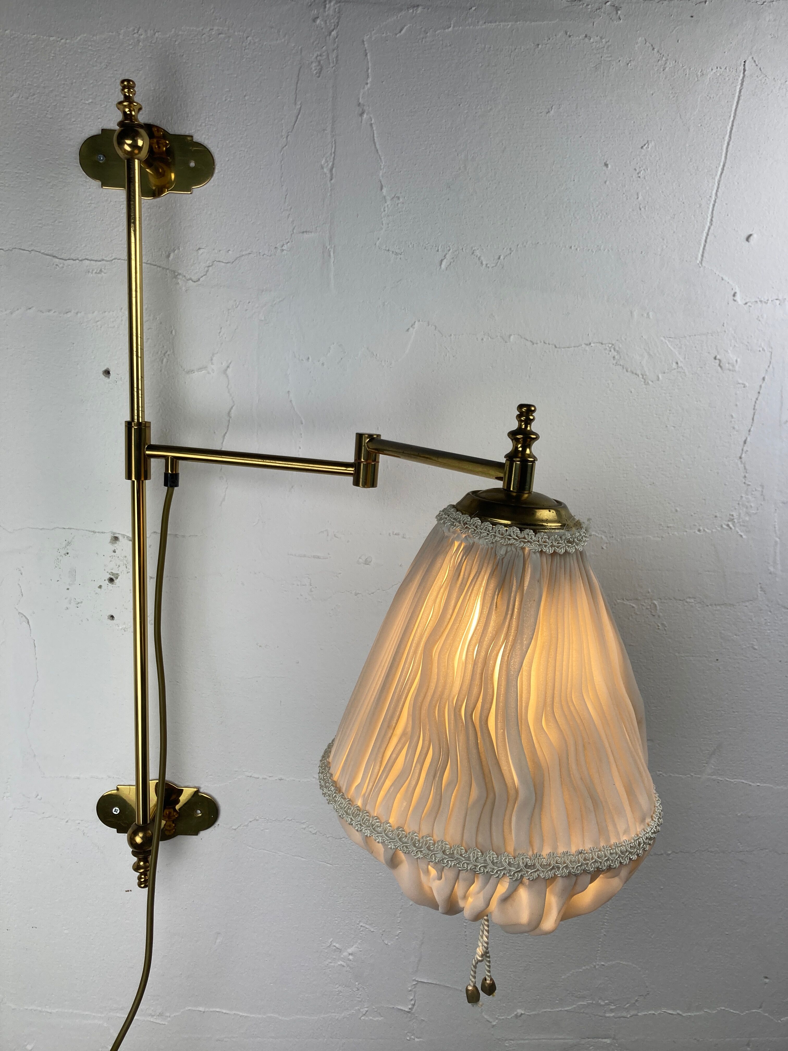 Brass art deco swivel arc wall lamp