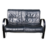 Scandinavian black leather sofa by Tord Björklund for Ikea