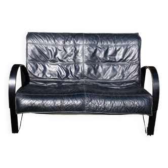 Scandinavian black leather sofa by Tord Björklund for Ikea