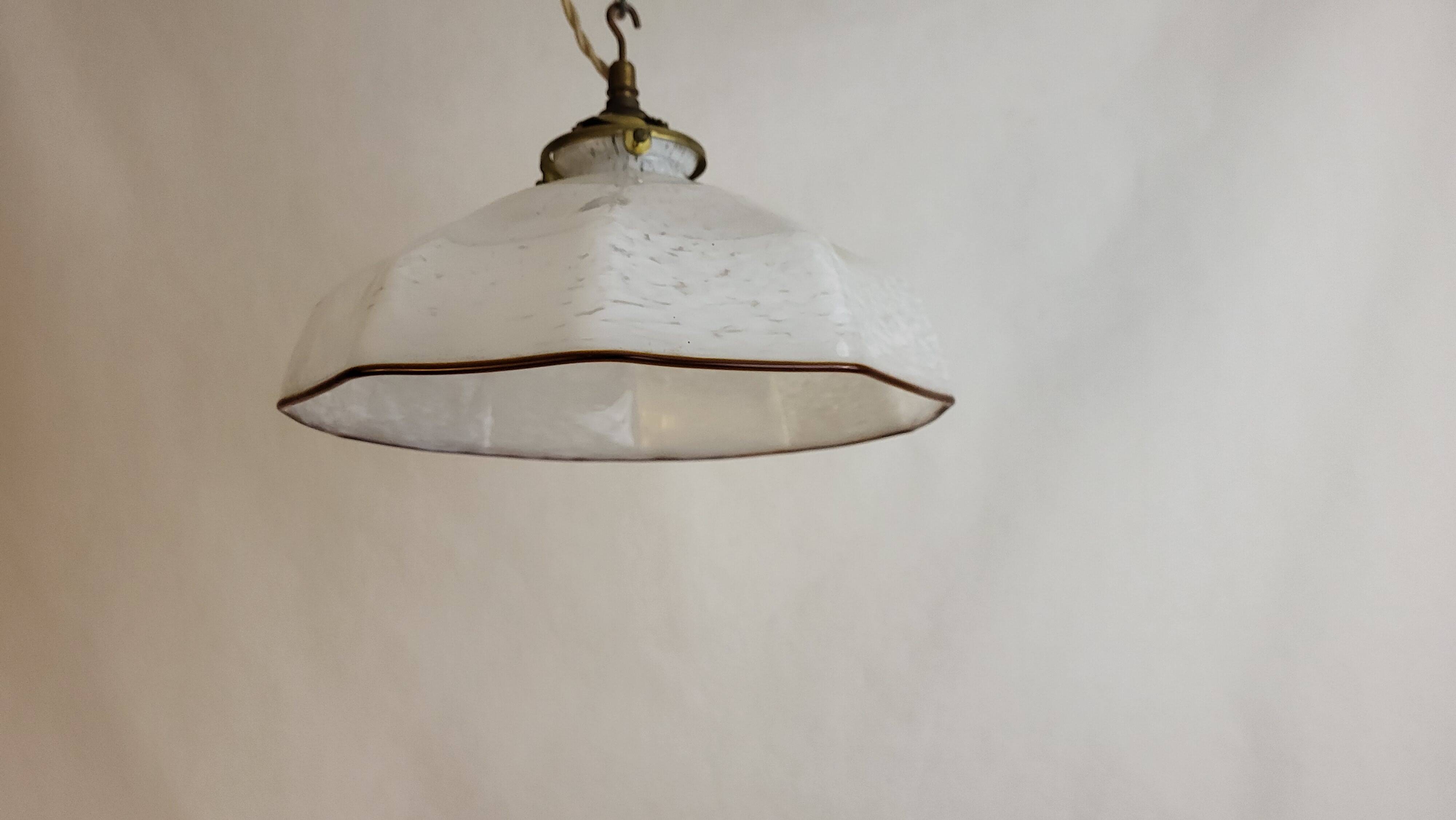 Suspension Ceiling light in marmoreal glass