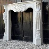 Louis XV Style Fireplace in Carrara Marble, Circa 1980