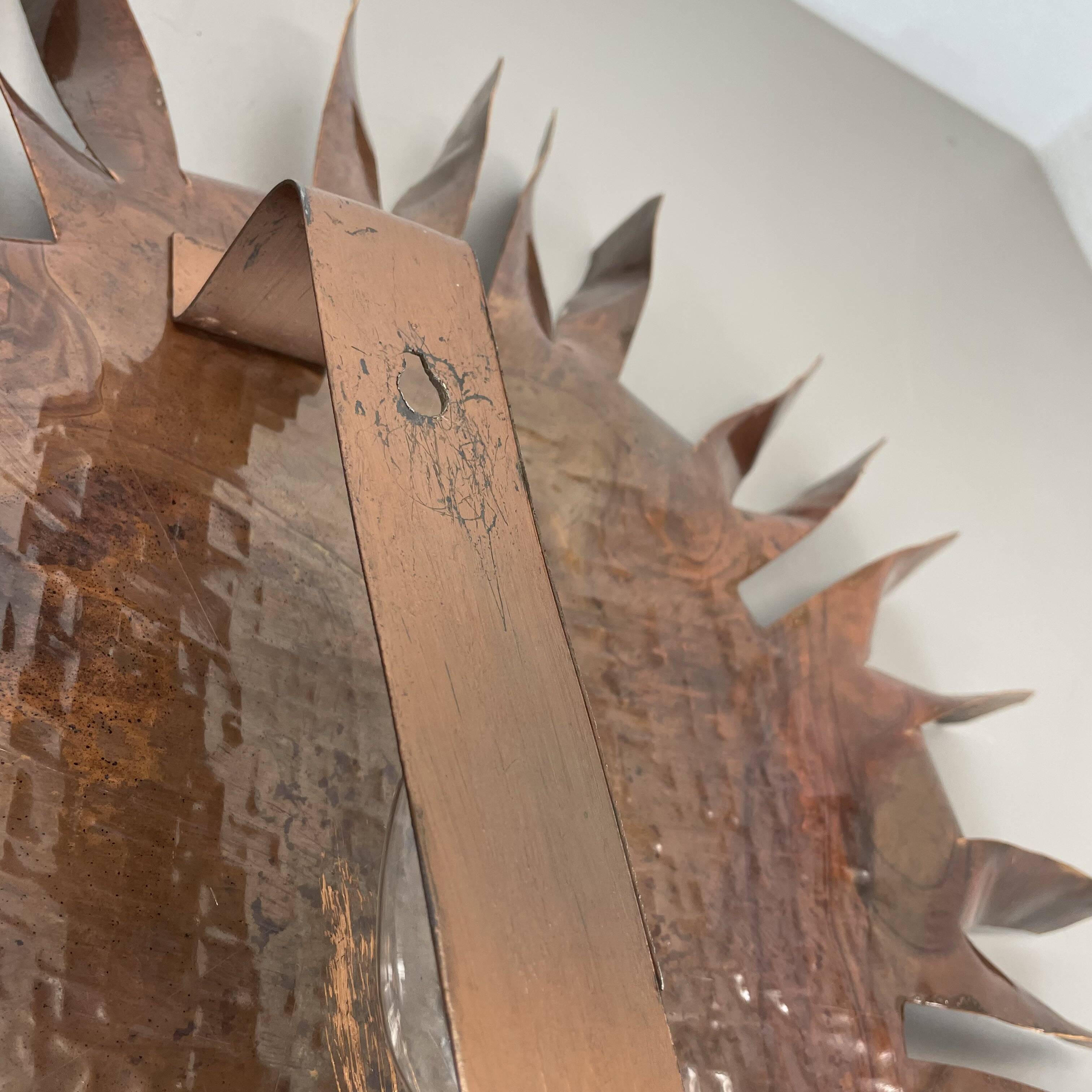large 50cm solid copper Stilnovo Style Sunburst Theatre Wall Light , Italy