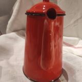 Vintage French coffee pot in red enamel metal