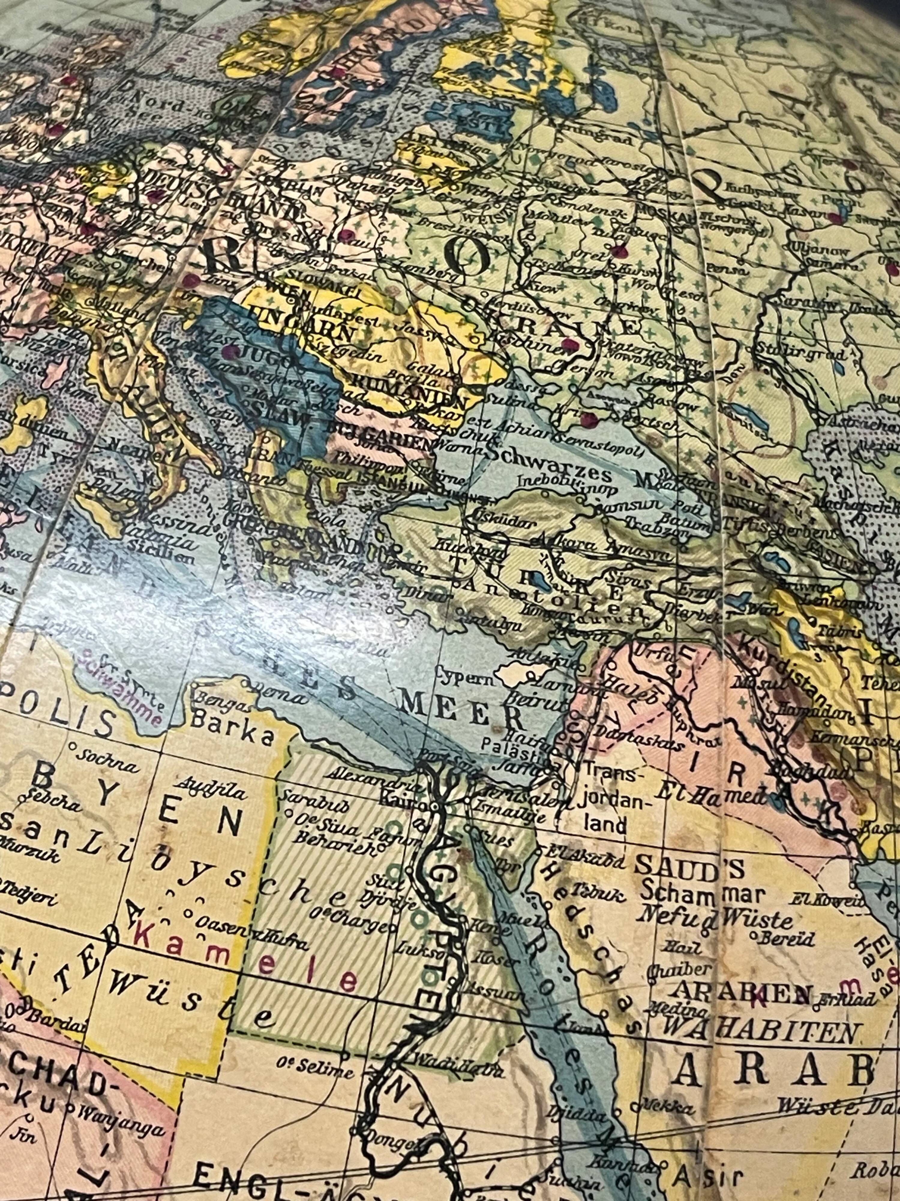 Antique 1920s German table globe by renowned makers Columbus