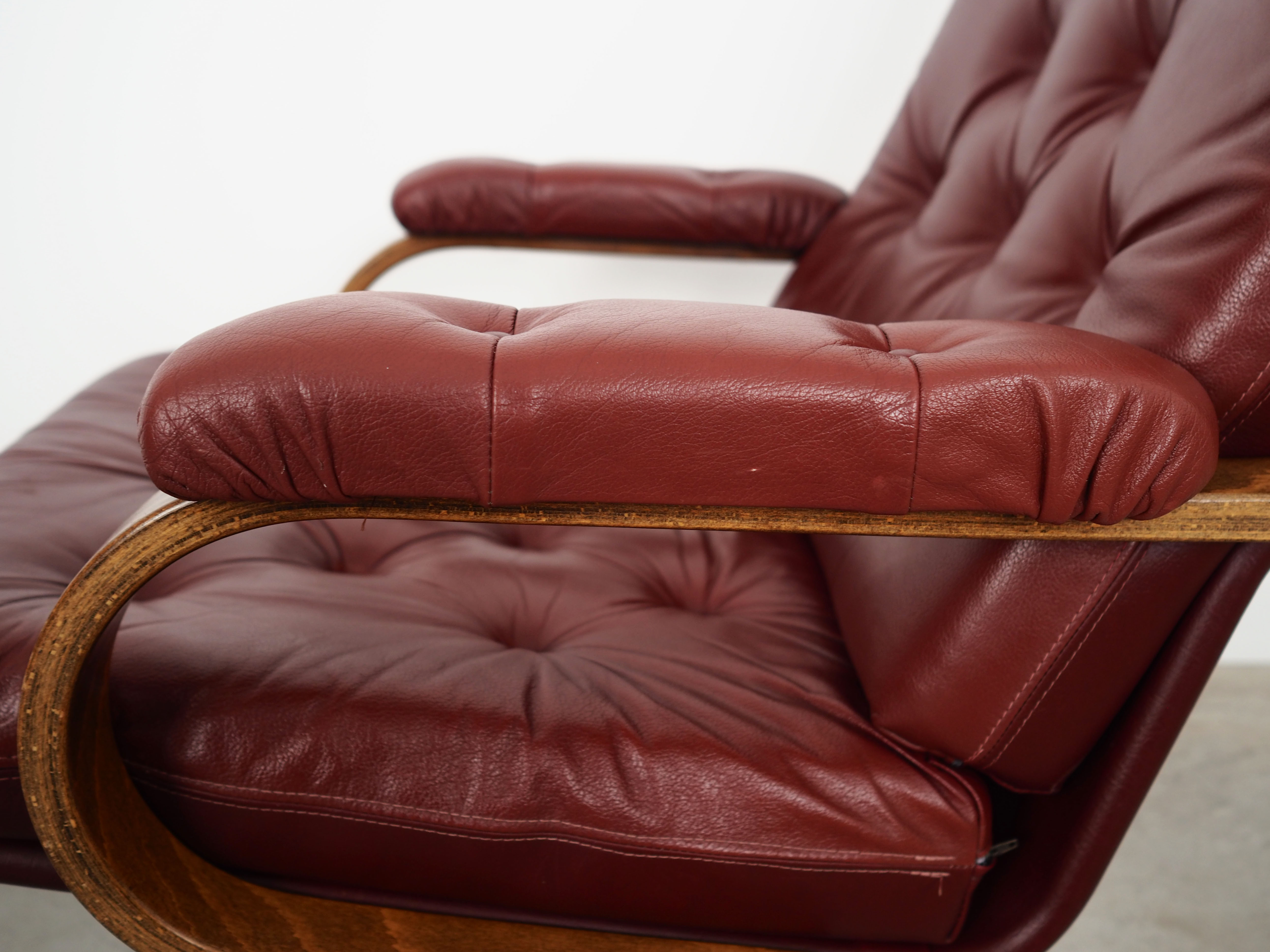 Leather swivel armchair, Danish design, 1970s, made in Denmark