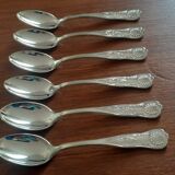 Set of 6 small silver metal spoons