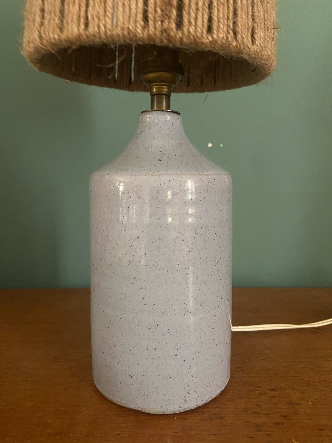 Ceramic lamp and vintage rope lampshade