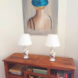 Paire de lampes de table en porcelaine Véritable Revol France