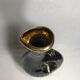 Old glazed ceramic, cove black & gold signed pitcher tess vintage