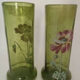 Pair of Legras vases in art nouveau enameled glass