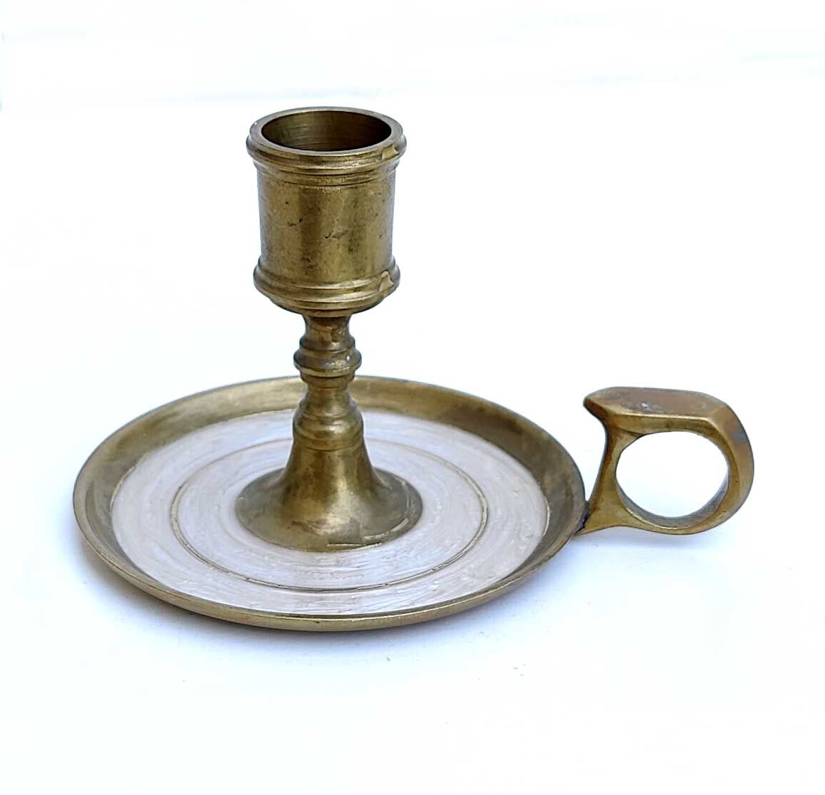 Golden brass candle holder