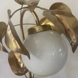 70s gold metal and opaline lamp
