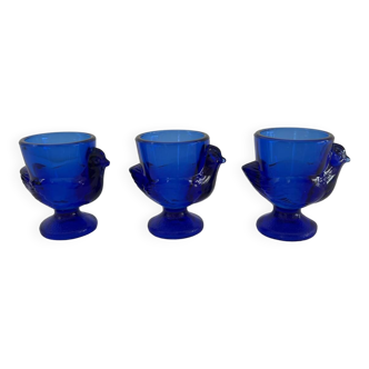 Set of 3 blue egg cups