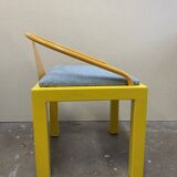 Postmodern Memphis chair in yellow and blue, Michele de Luchi style
