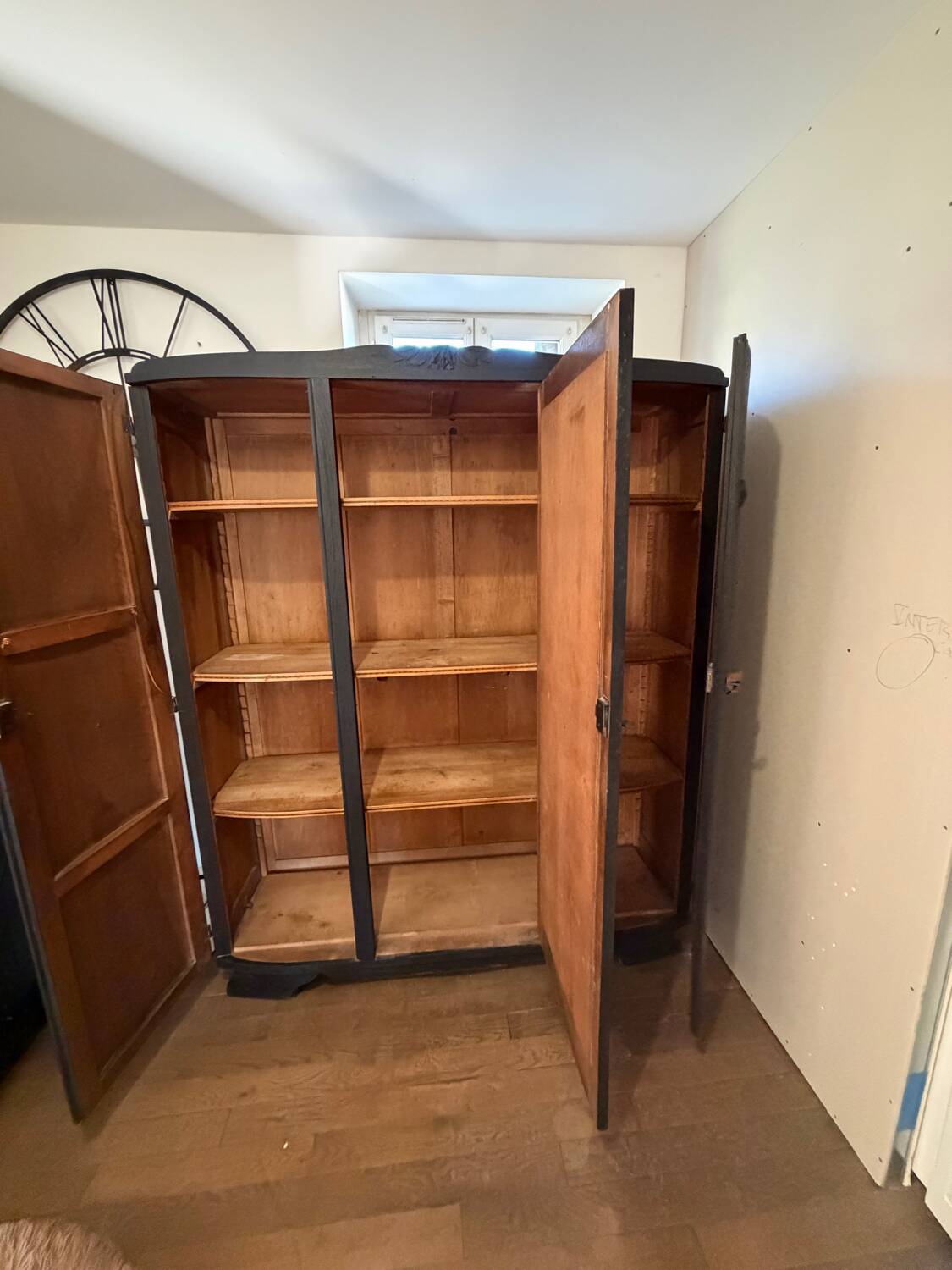 Matte black Art Deco wardrobe