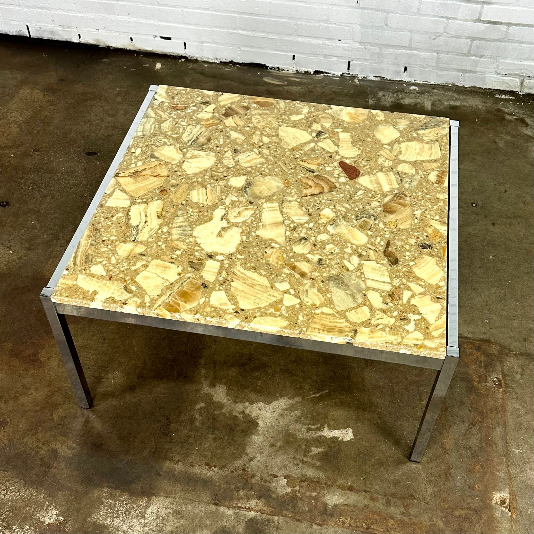 Table basse vintage onyx & époxy