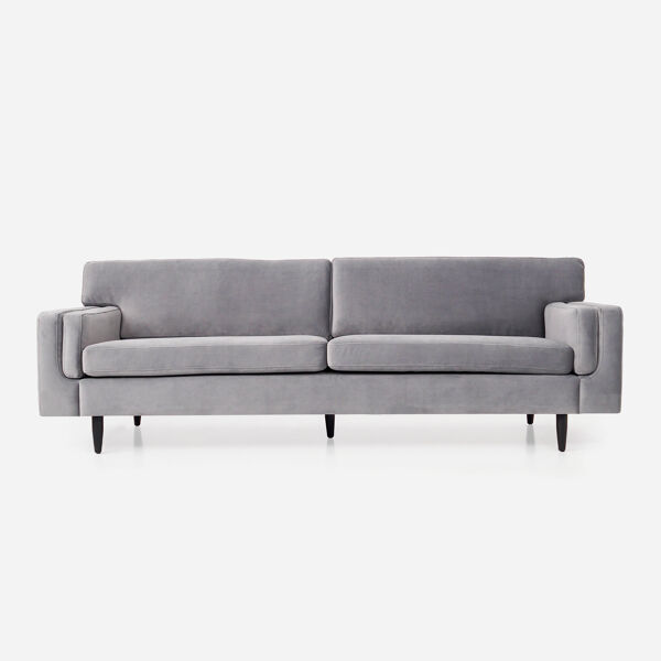 Canapé helsinki argent velour, design scandinave