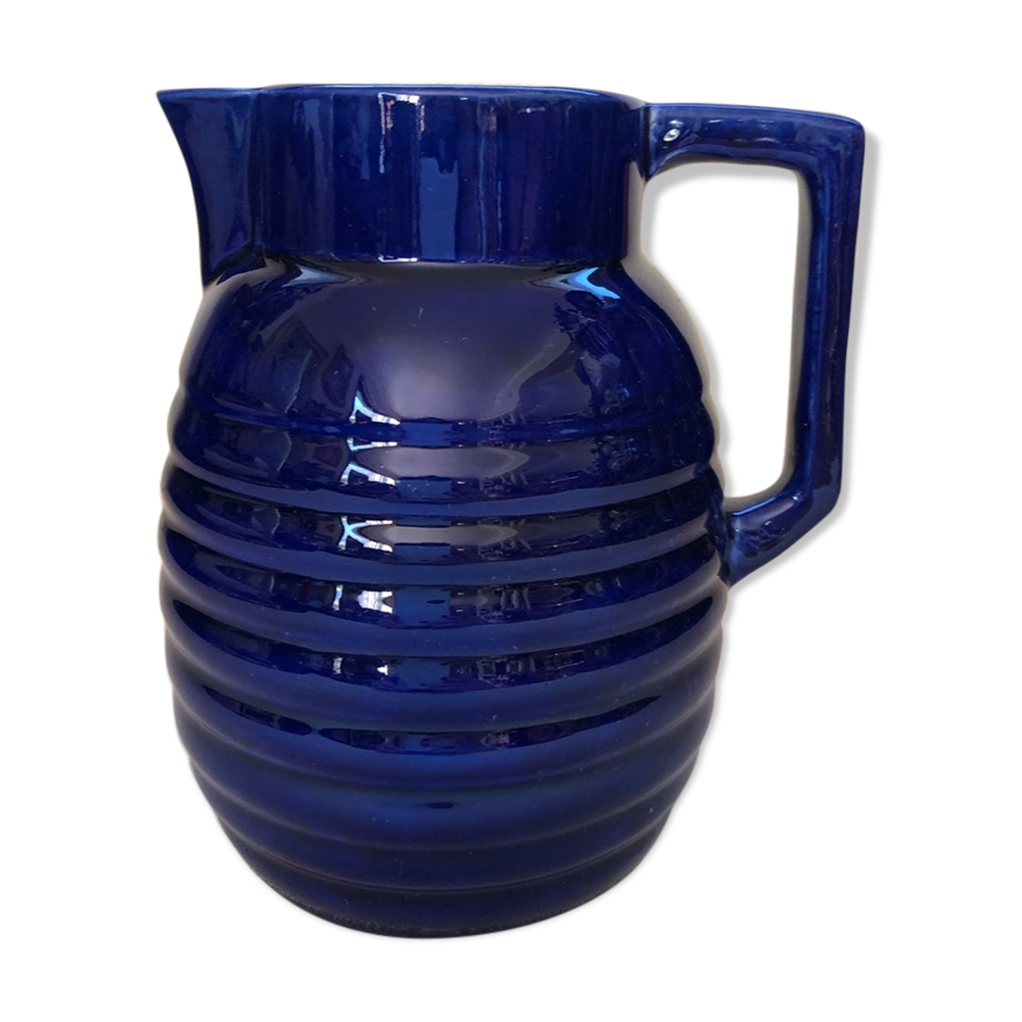 Old blue pitcher ceramic Orchies L1
