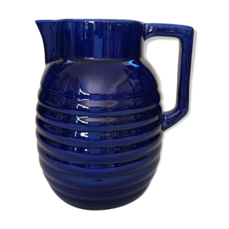 Old blue pitcher ceramic Orchies L1
