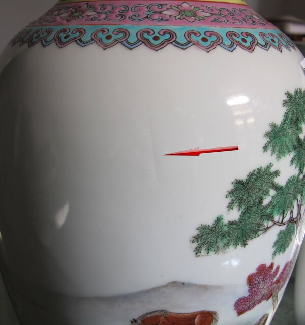 Grand vase en porcelaine famille rose Chinois Chine 20è siècle