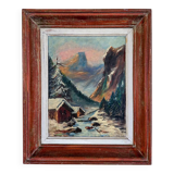 Alpine valley landscape in winter