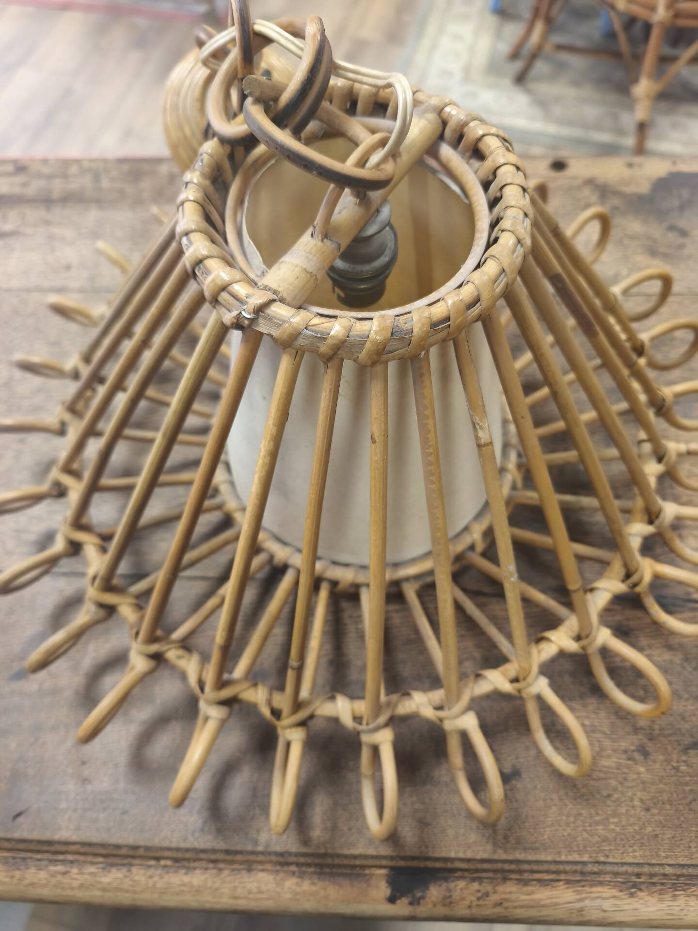 Vintage rattan ceiling light fixture