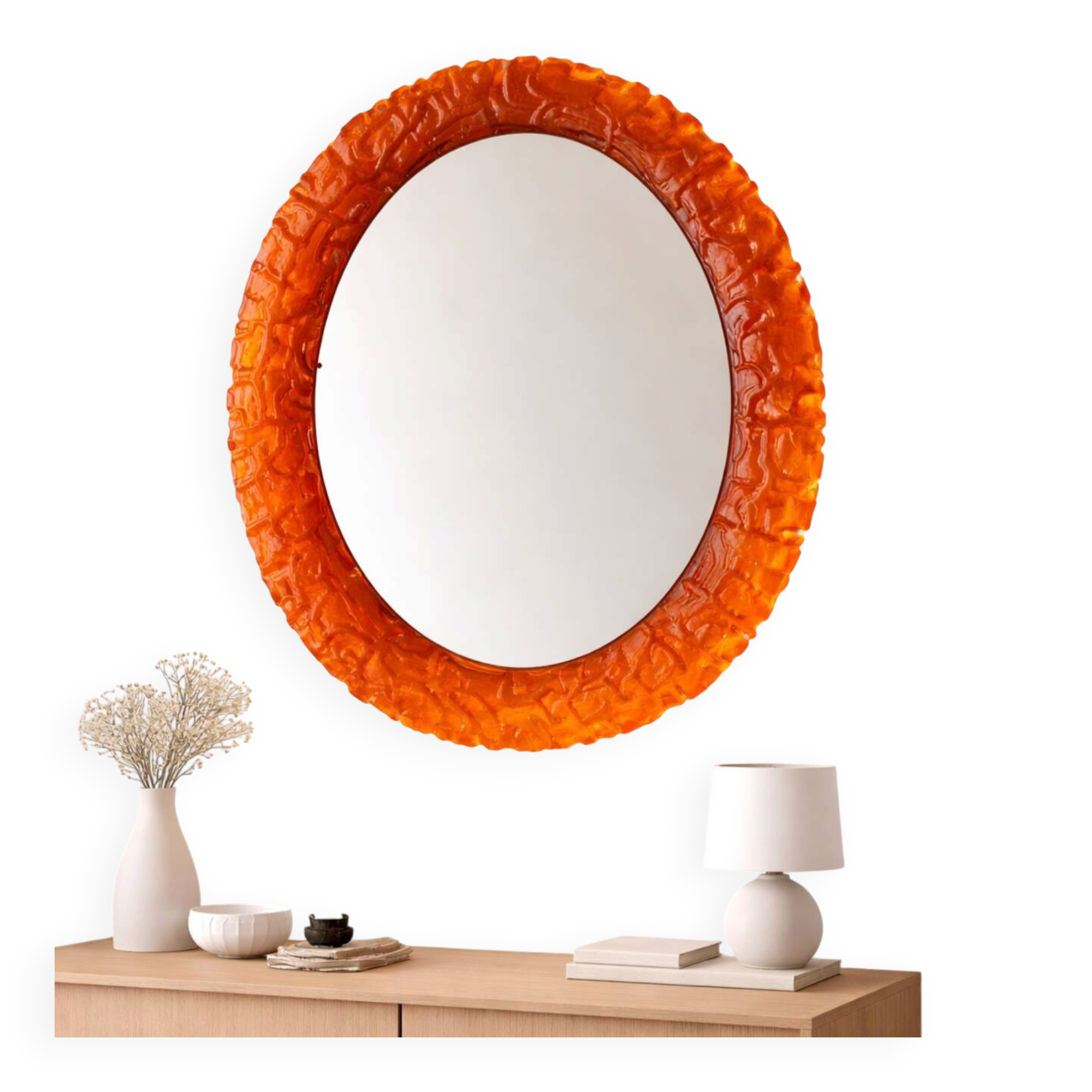 Backlit wall mirror for living room by Hillebrand
