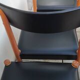 6 vintage faux leather and Scandinavian wood chairs