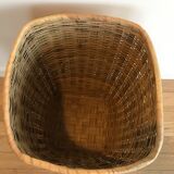 Large wicker/vintage bamboo laundry basket with lid