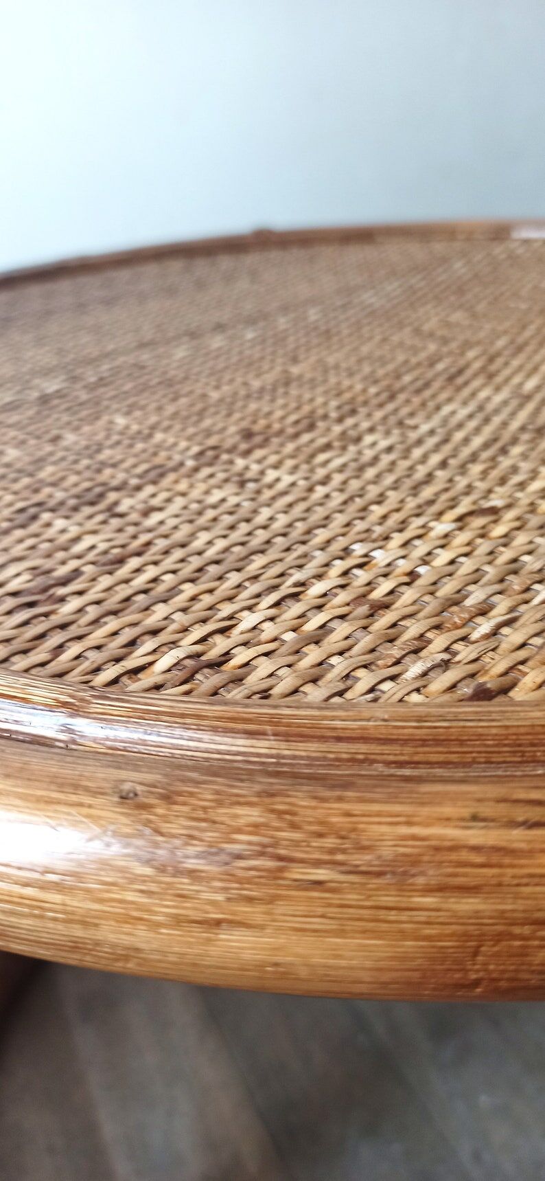 Vintage rattan trundle coffee table