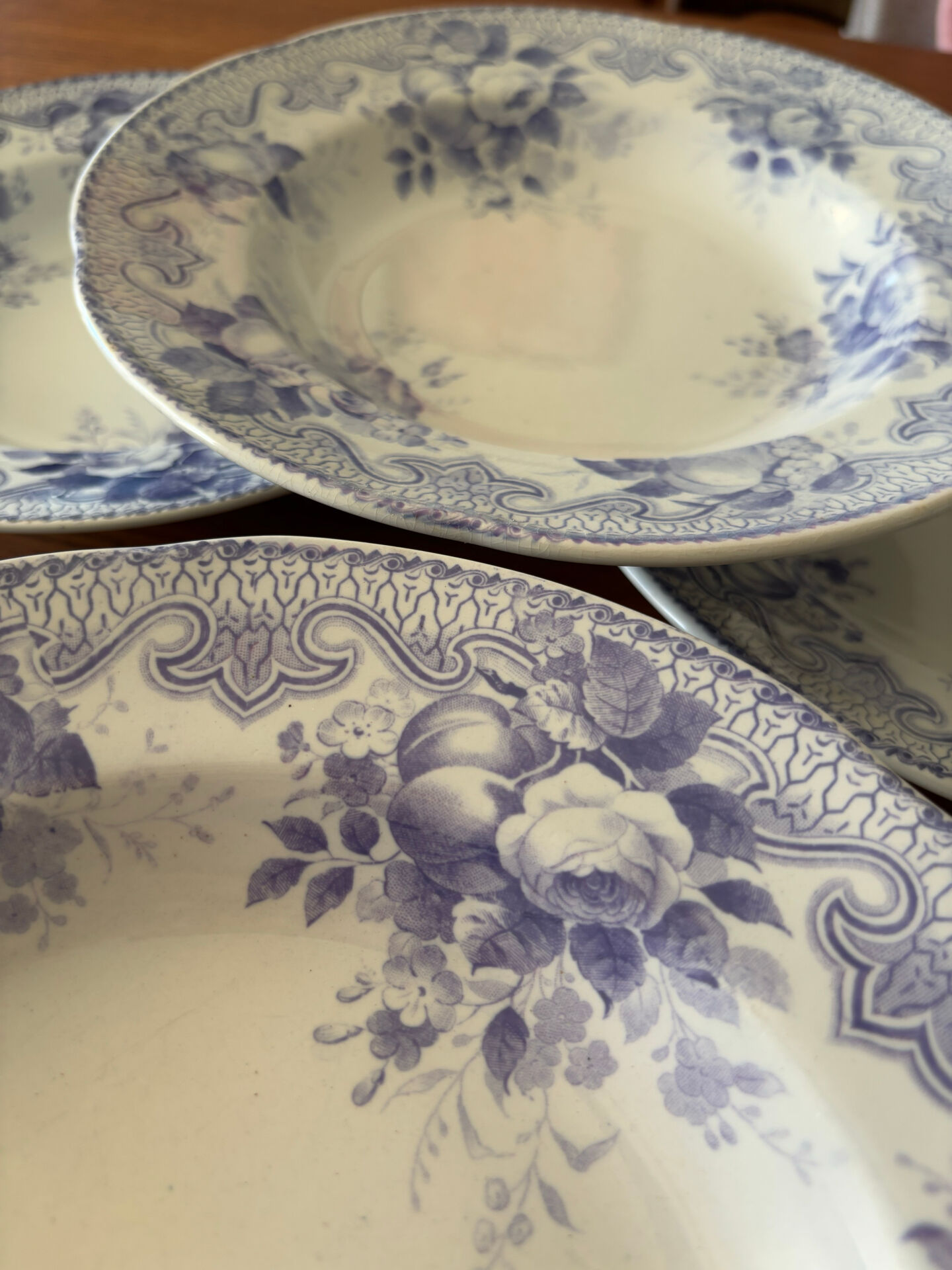 Lot de 6 assiettes creuse Creil & Montereau Bouquets • Faïence ancienn