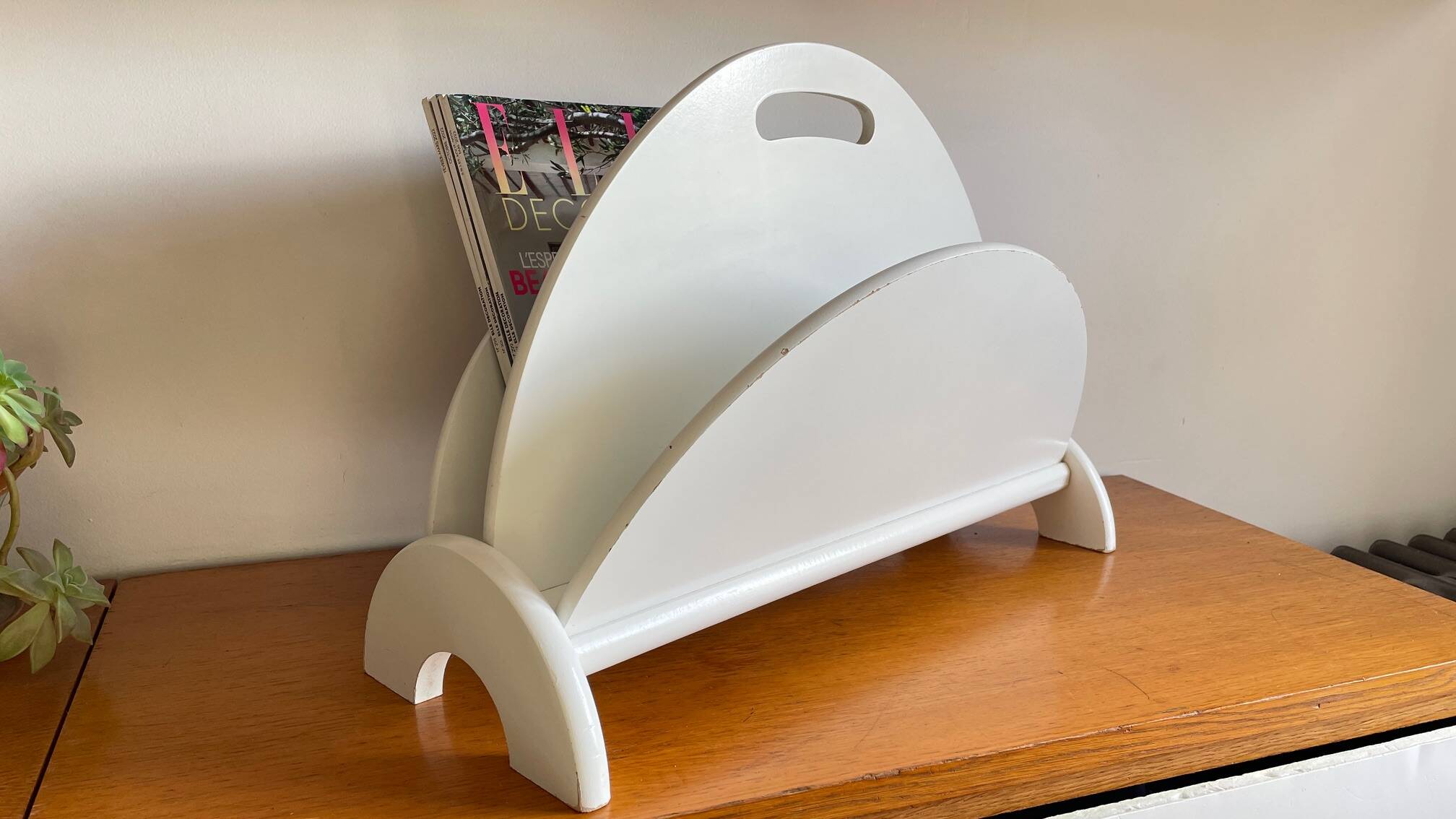 White Magazine Rack 1980s Design
