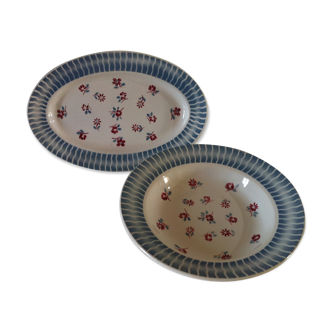 Set of 2 serving dishes Sarreguemines model Anjou