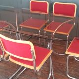 Vintage dining table glass and chrome 1970