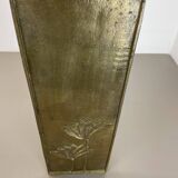 Hollywood Regency Solid 7.5kg Brass Brutalist Floral Umbrella Stand, Italy 1970s