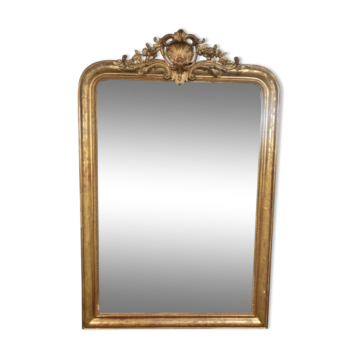 Louis Philippe's era mirror with a gold leaf pediment