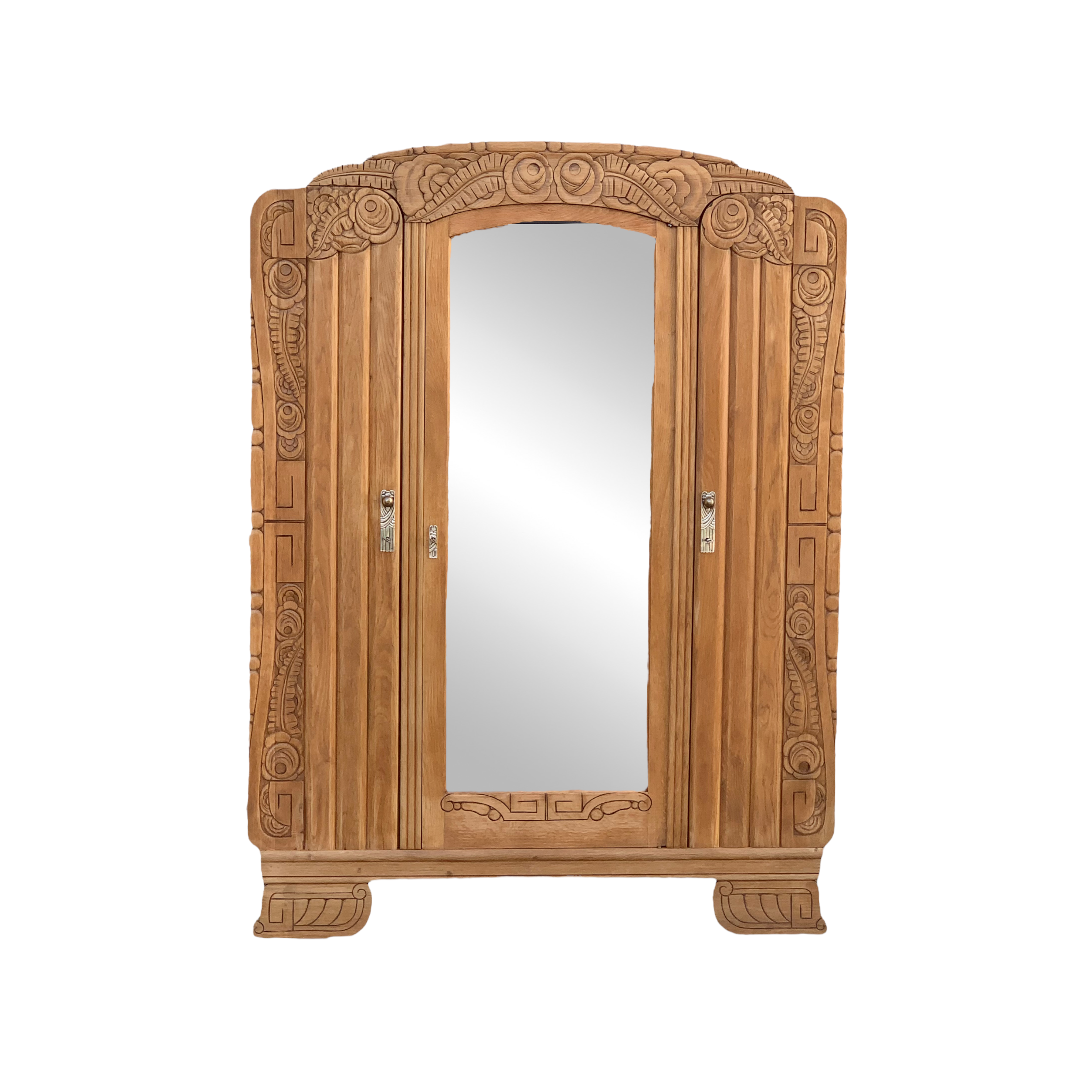 Armoire parisienne art déco chêne massif brut