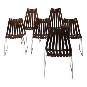 Ensemble de 6 chaises en bois Hans Brattrud