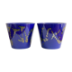 Set of 2 blue West German ceramic planters / flower pots