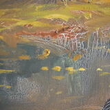 Painting signed neuville – 1950 – forest landscape