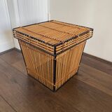 Mid-Century Rattan and Metal Storage Box by Rohe Noordwolde, 1950s