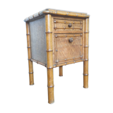 Faux bamboo wood bedside table