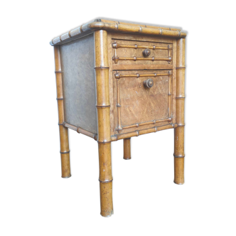 Faux bamboo wood bedside table