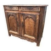 Buffet Louis XV ancien en chêne massif à 2 tiroirs et 2 portes