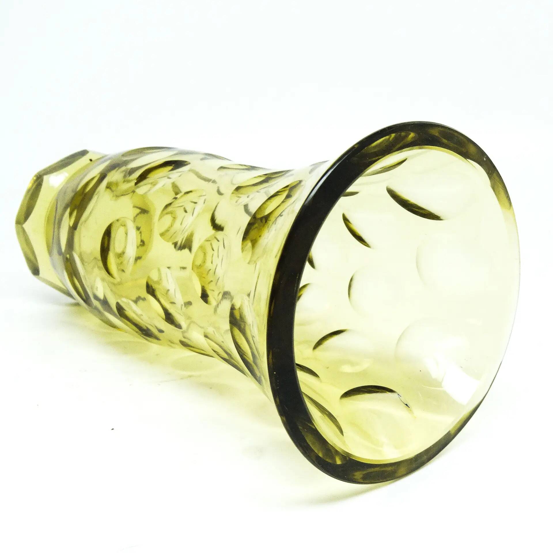 Art Deco vase, yellow crystal, designed by J. Hoffmann, Moser, Czechoslovakia, 1950s