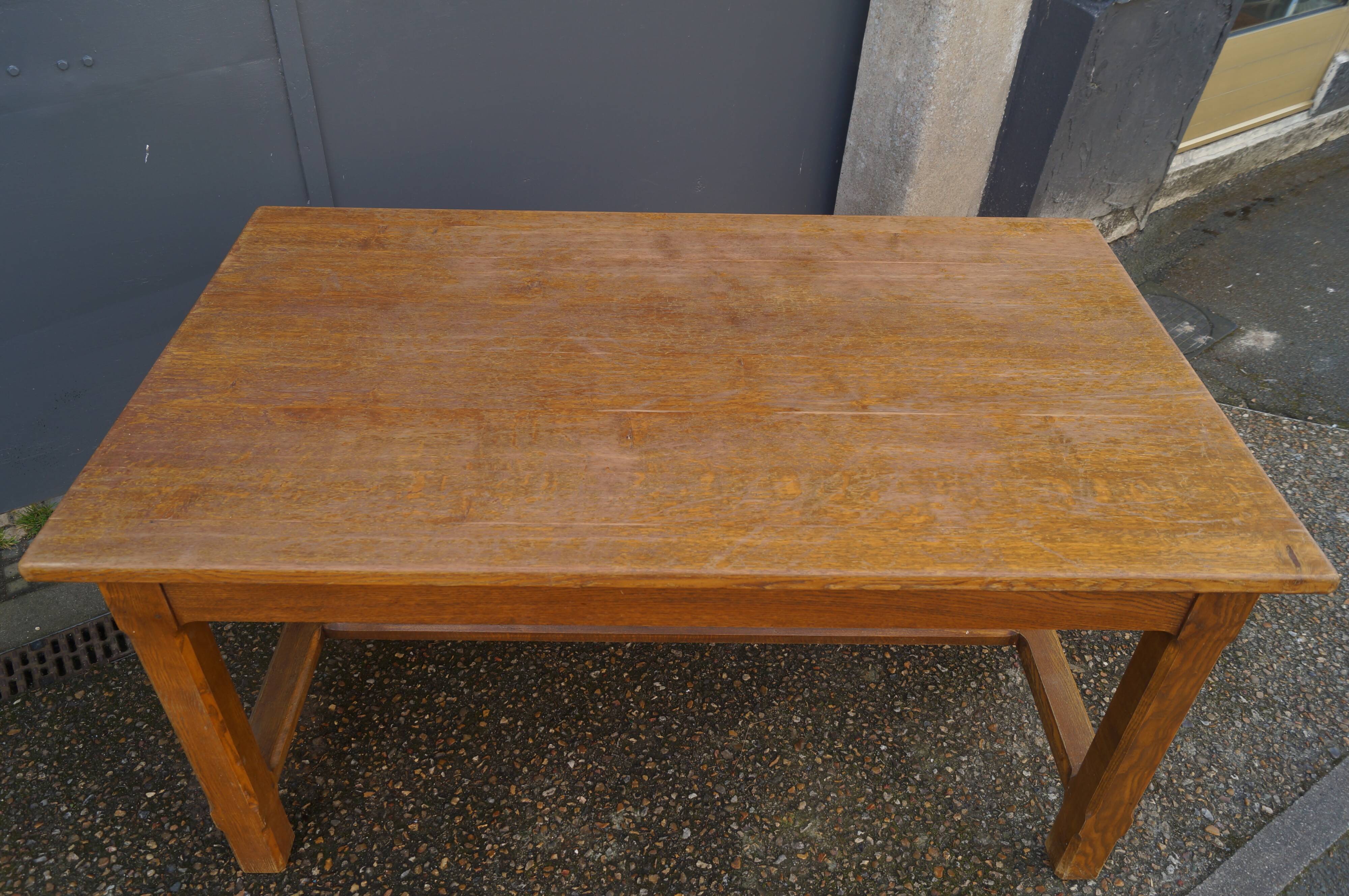 Oak drawer farmhouse table