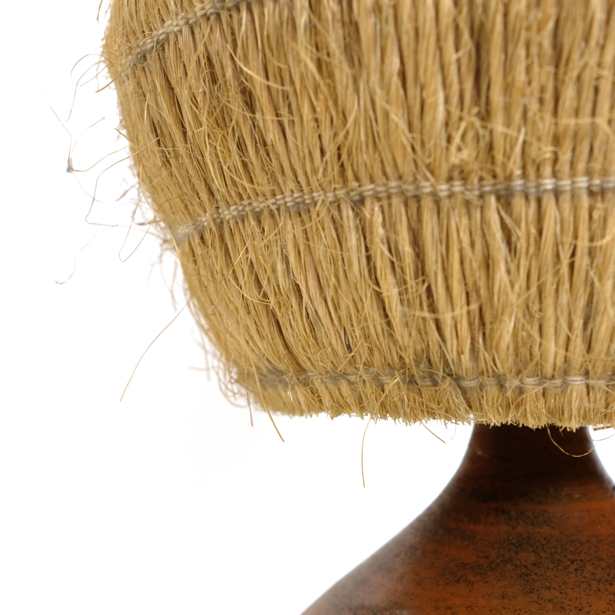 Lamp in enameled earthenware and straw lampshade by Jacques Blin