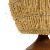 Lamp in enameled earthenware and straw lampshade by Jacques Blin