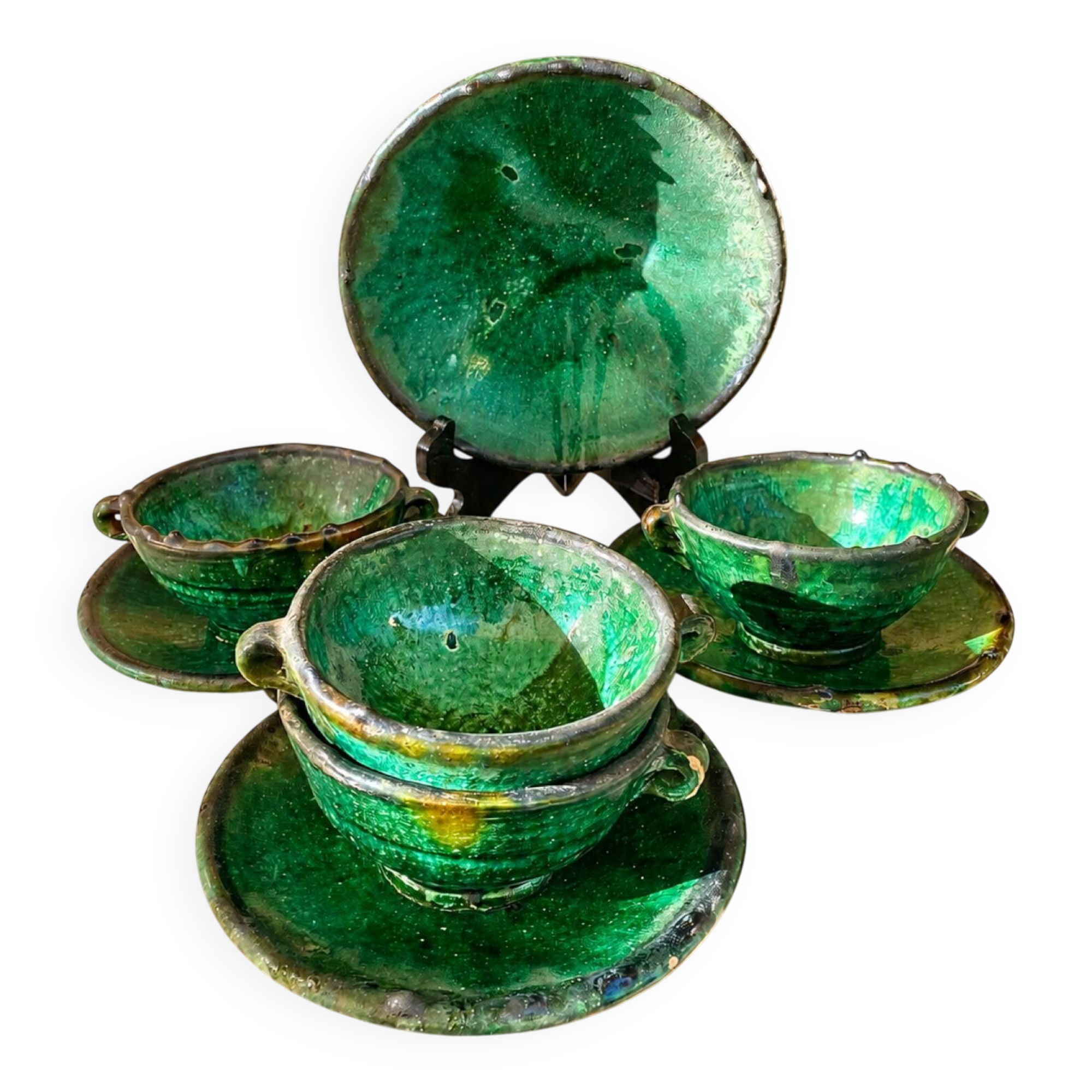 Ceramic set of cups and plates Tamegroute Morocco